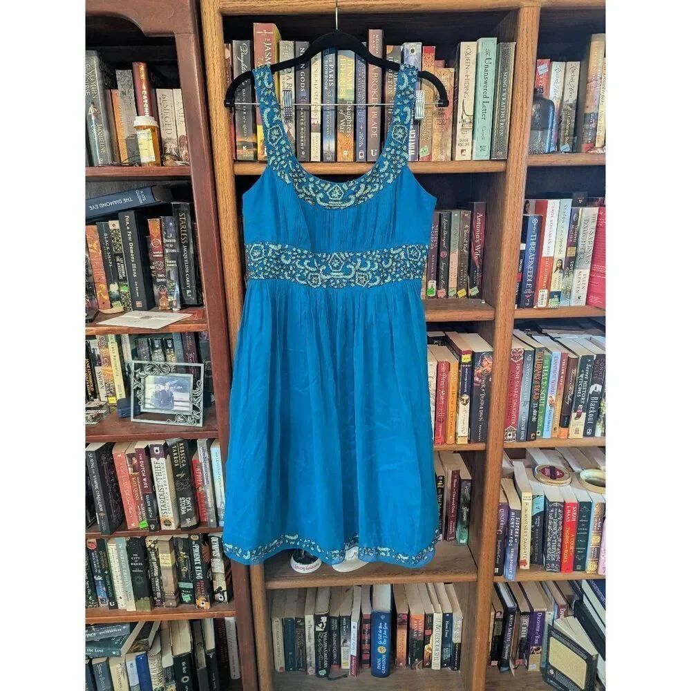 Adriana Papell Evening Essentials Women’s 12 100% Silk Blue Cocktail Mini Dress